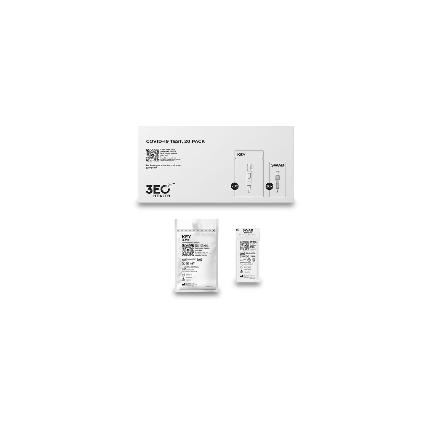 COVID-19 20 Test Pack, Includes: (20) COVID-19 Tests (US Only) (DROP SHIP ONLY)