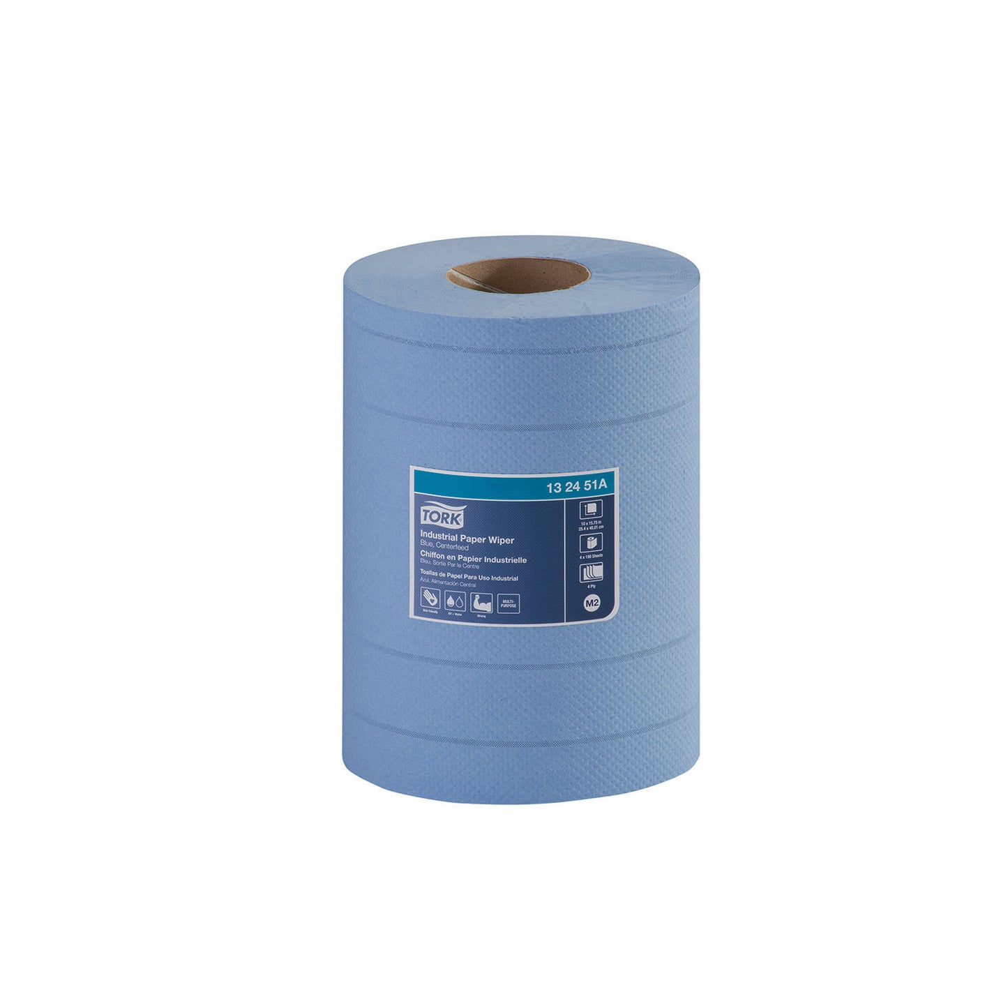 Industrial Paper Wiper, Centerfeed, Advanced, Blue, 4-Ply, M2, 249.38ft, 10" x 7.5", 190 sht/rl, 4 rl/cs (81 cs/plt)