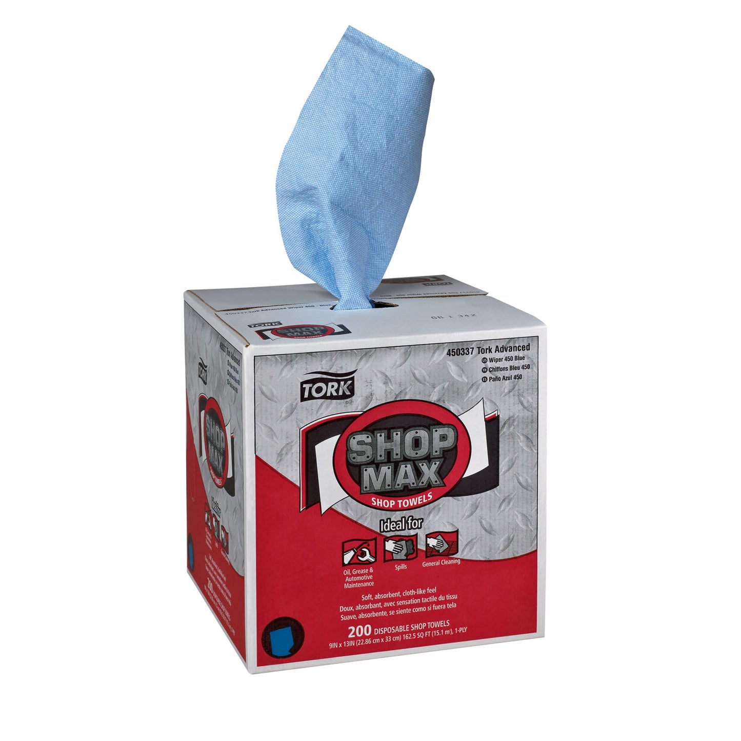 ShopMax Wiper, Centerfeed, Advanced, Blue, 1-Ply, 216.67ft, 200 sht/bx, 4 bx/cs (40 cs/plt)