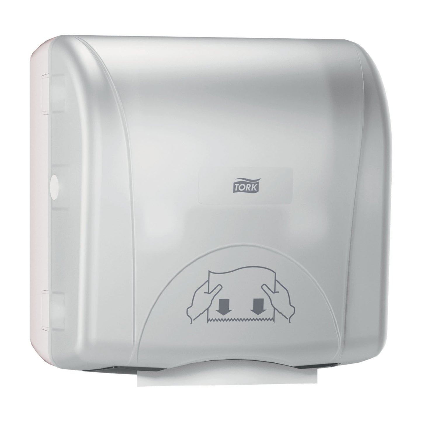 Hand Towel Roll Dispenser, Mechanical, Mini, Universal, White, H76, Plastic, 12.5" x 11.8" x 7.5"