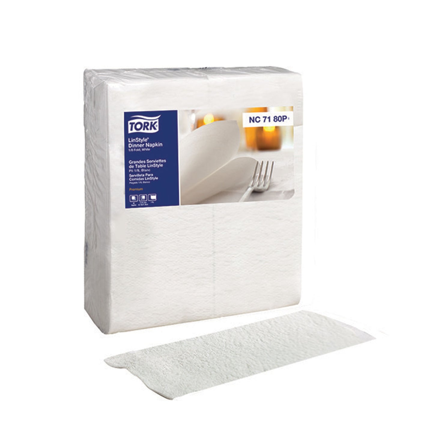 Dinner Napkin, 1/8 Fold, Premium, White, 1-Ply, 17" x 16.3", 60/pk, 6 pk/cs (99 cs/plt)