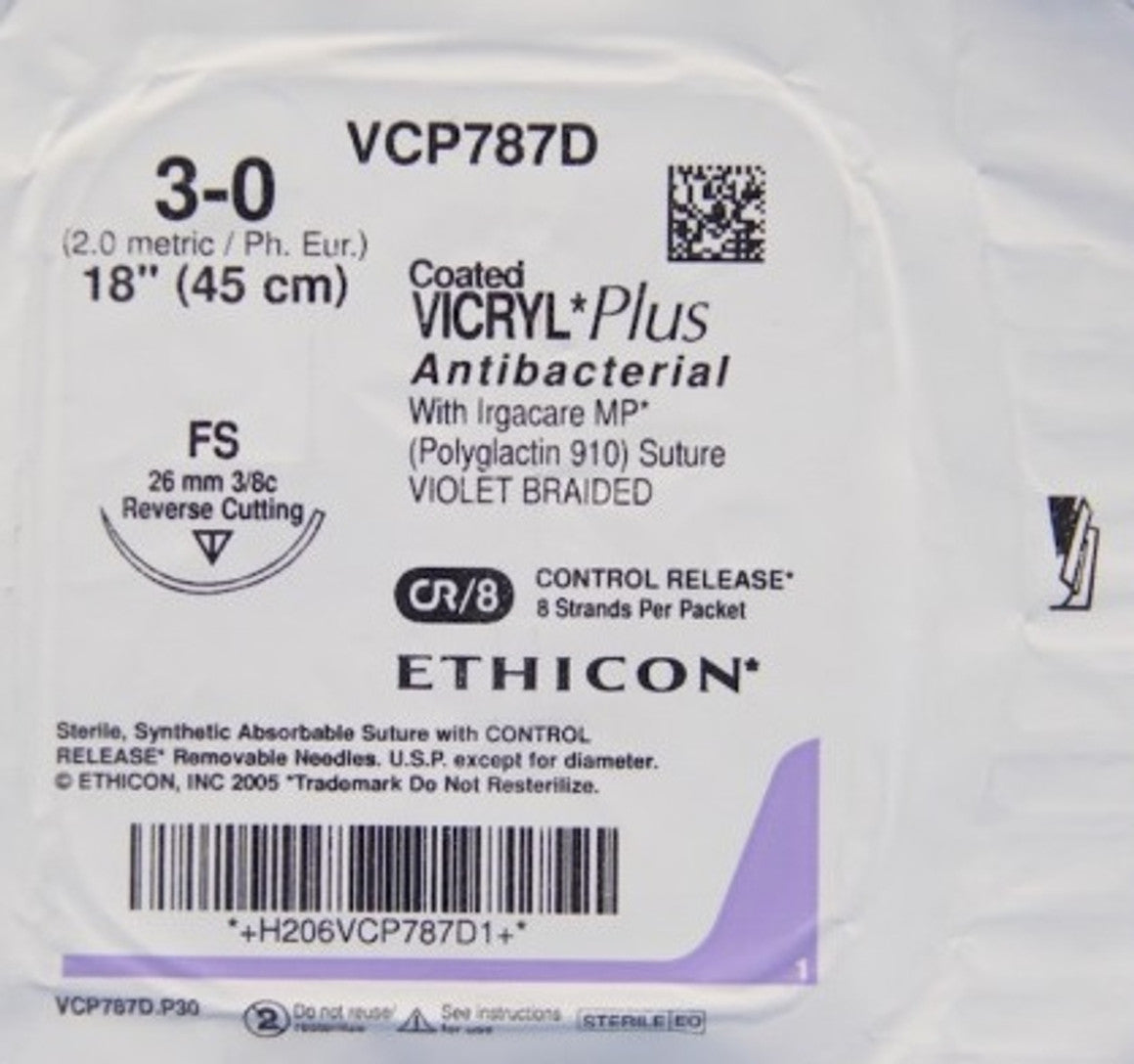Suture, Reverse Cutting, Size 3-0, 8-18", Violet Braided, FS Needle, 3/8 Circle, 1 dz/bx (Continental US Only)