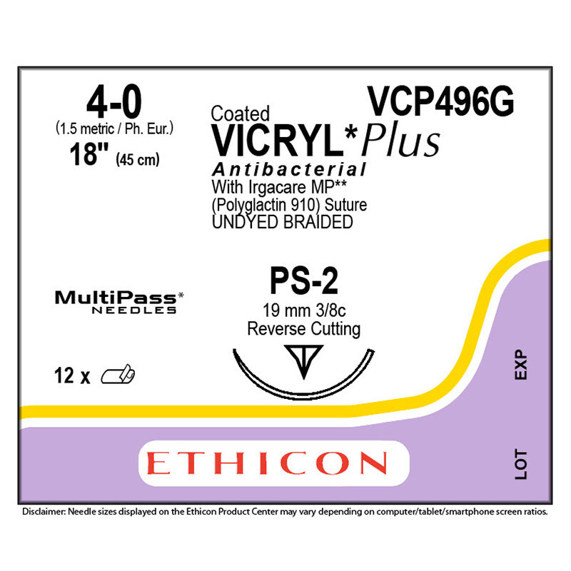 Suture, Precision Point Reverse Cutting, Size 4-0, 18", Undyed Braided, Needle PS-2, 3/8 Circle, 1 dz/bx (Continental US Only)