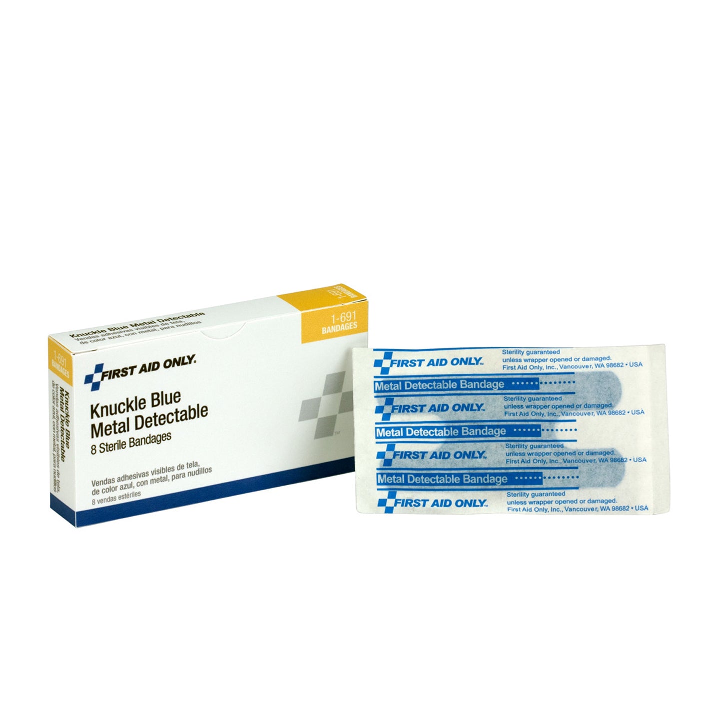 Fabric Knuckle Bandages, Blue Metal Detectable, 8/bx (DROP SHIP ONLY - $150 Minimum Order)