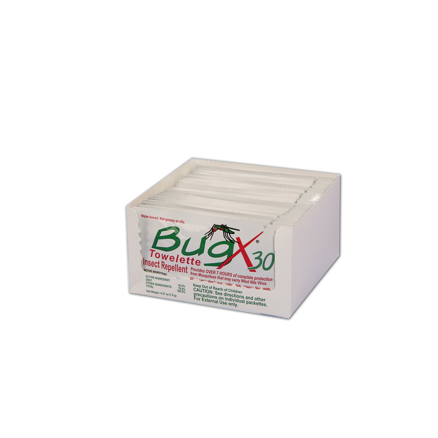 BugX30 Insect Repellent Wipes, DEET, 25/bx (DROP SHIP ONLY - $150 Minimum Order)