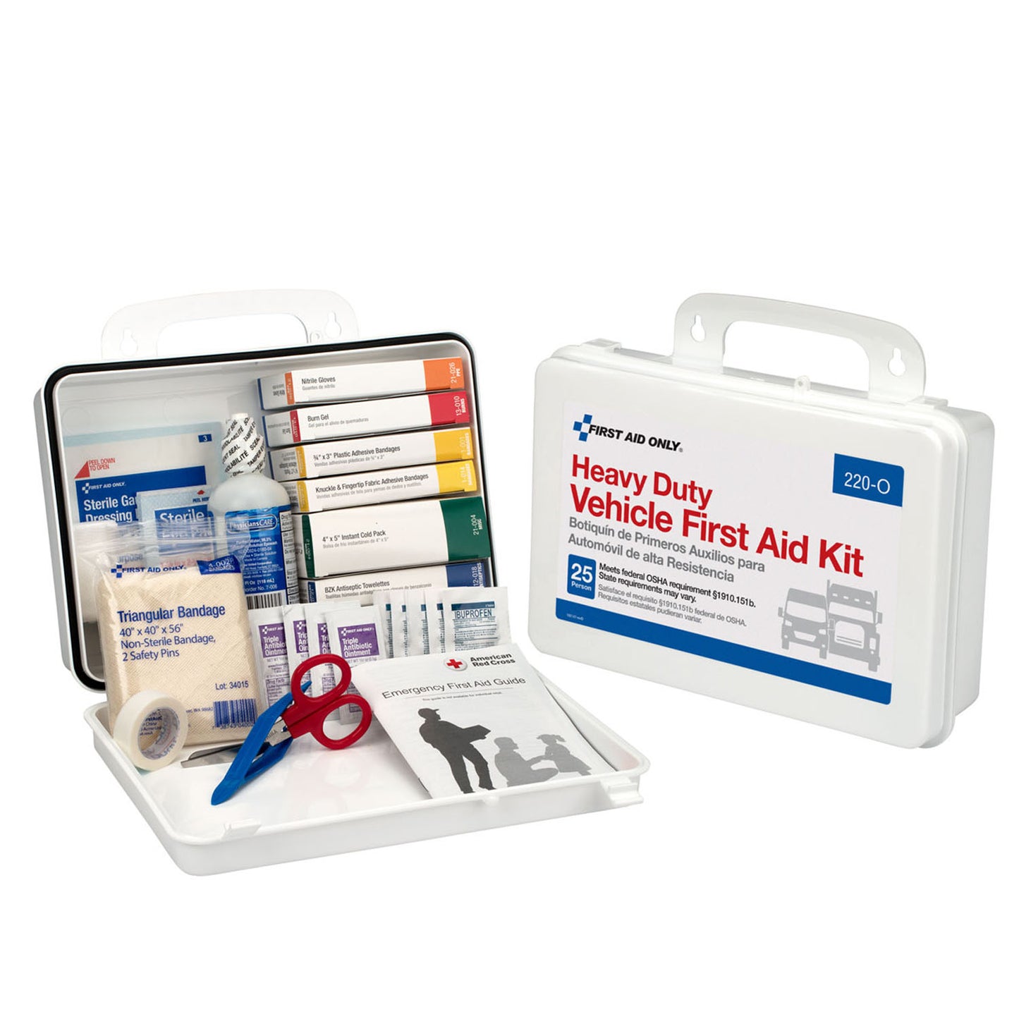 25 Person Vehicle First Aid Kit, Plastic Case (DROP SHIP ONLY - $150 Minimum Order)