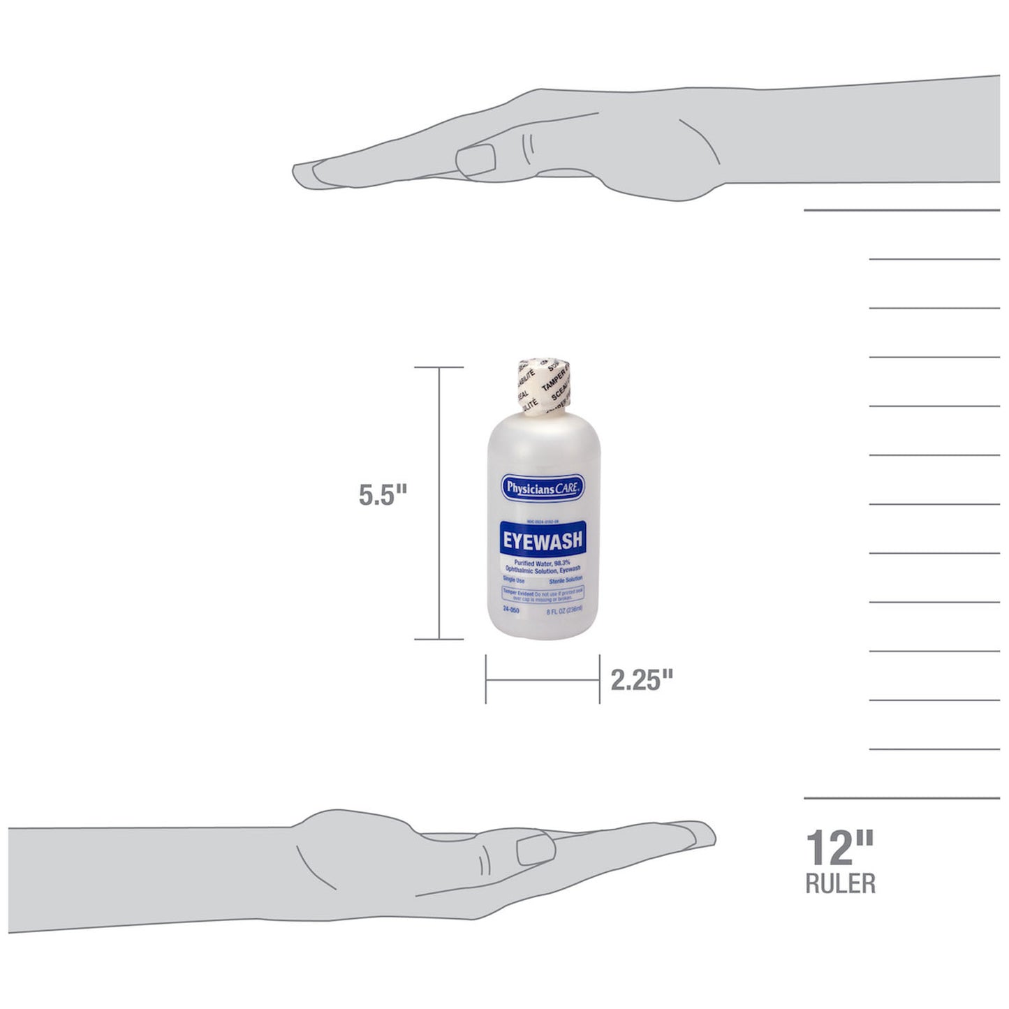 Eyewash Bottle, Screw Cap, 8oz , 12/cs (DROP SHIP ONLY - $150 Minimum Order)