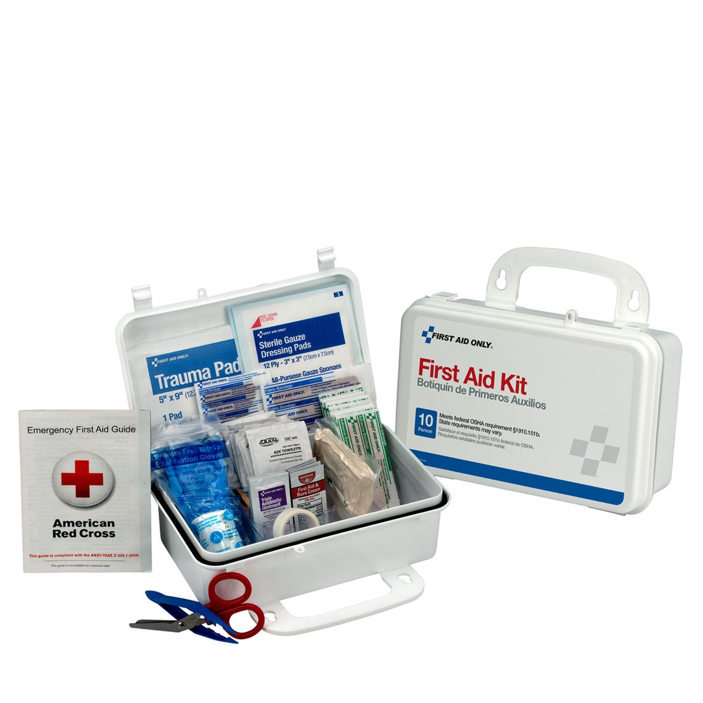 10 Person First Aid Kit, Plastic Case (DROP SHIP ONLY - $150 Minimum Order)