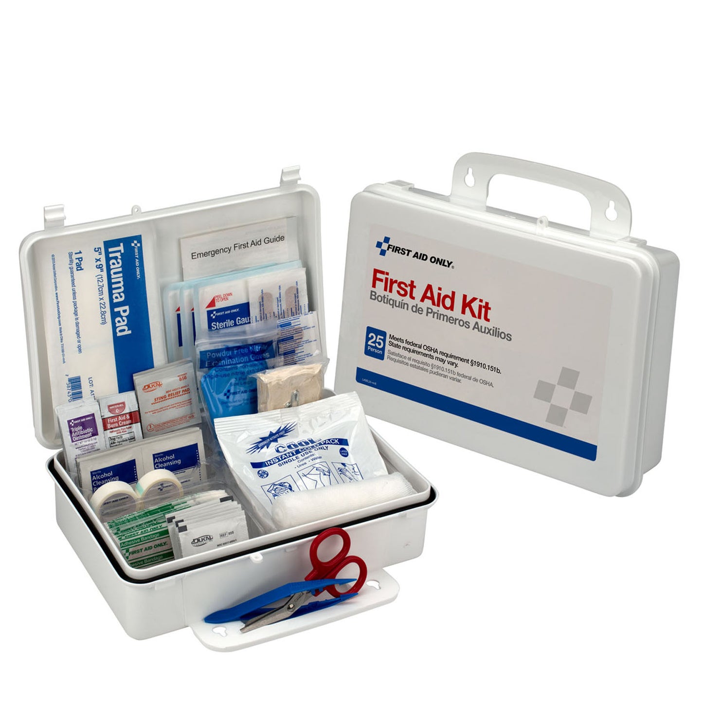 25 Person First Aid Kit, Plastic Case, 12/cs (DROP SHIP ONLY - $150 Minimum Order)