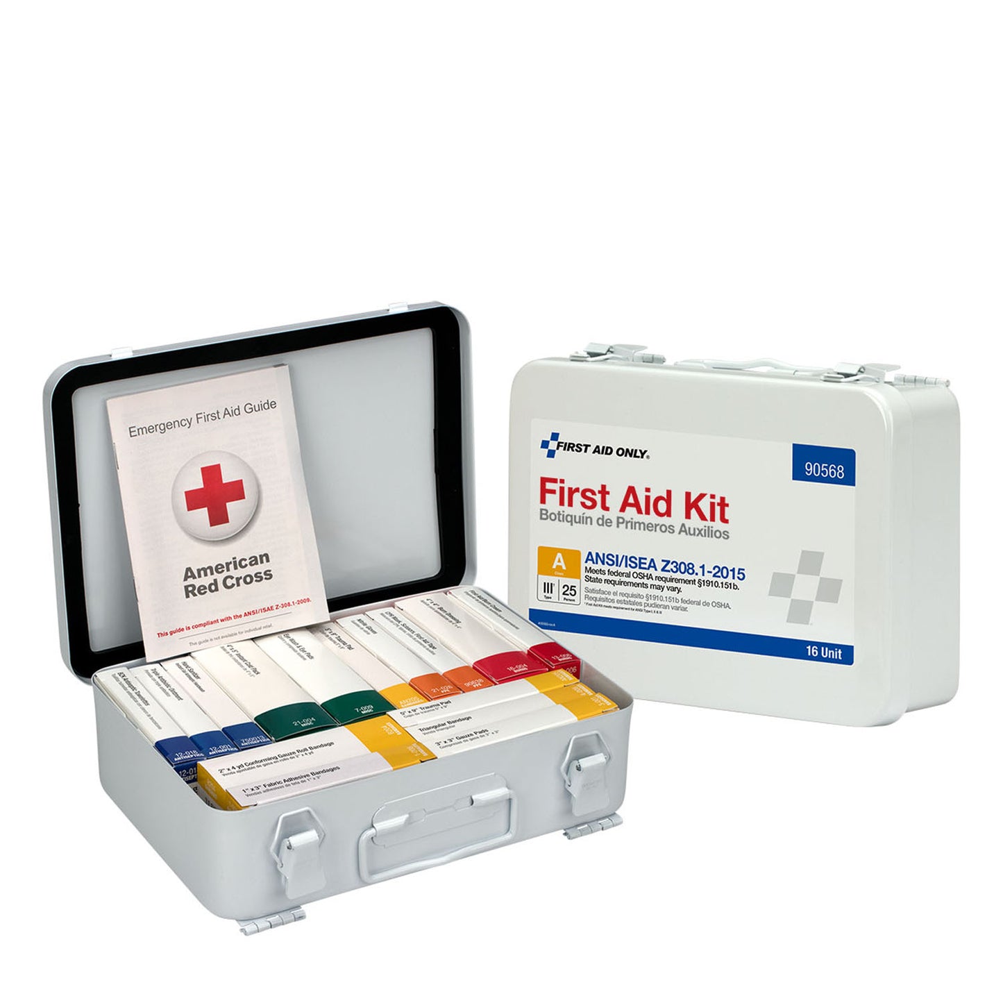 16 Unit First Aid Kit, ANSI A, Metal Case (DROP SHIP ONLY - $150 Minimum Order)
