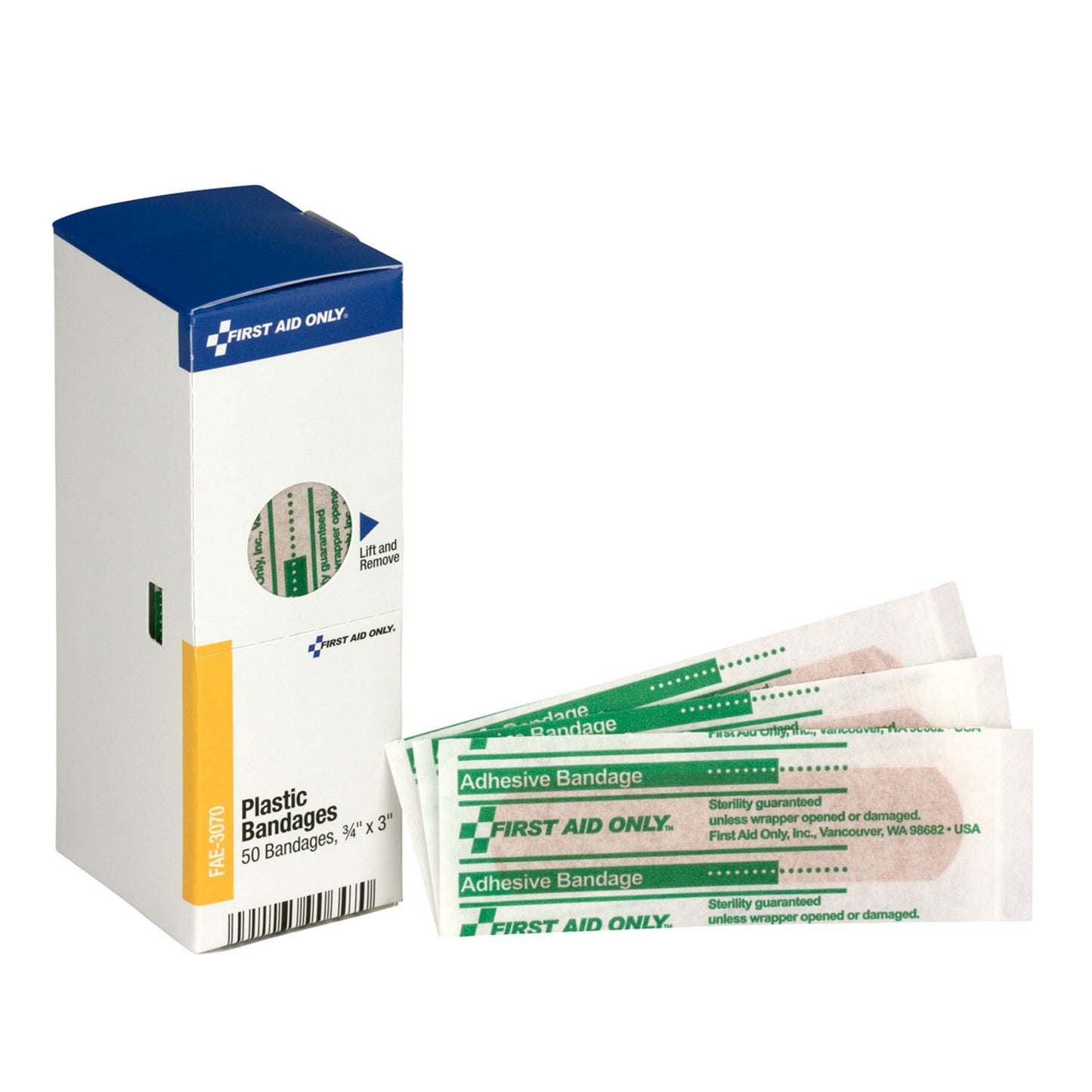 Adhesive Plastic Bandages, _" x 3", 50ct (DROP SHIP ONLY - $150 Minimum Order)
