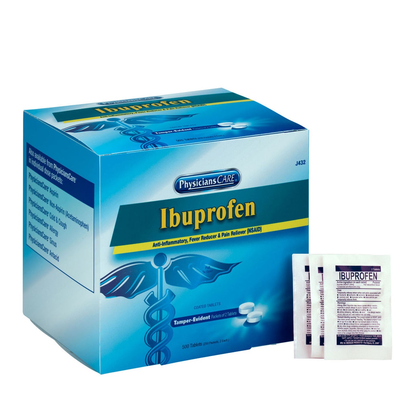 PhysiciansCare Ibuprofen, 2/pk, 250pk/bx, 10bx/cs (DROP SHIP ONLY - $150 Minimum Order)
