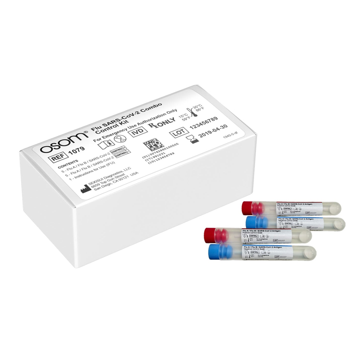 OSOM Flu Sars-CoV-2 Combo Controls, 10 swabs/kt (5 Positive, 5 Negative) (DROP SHIP ONLY)