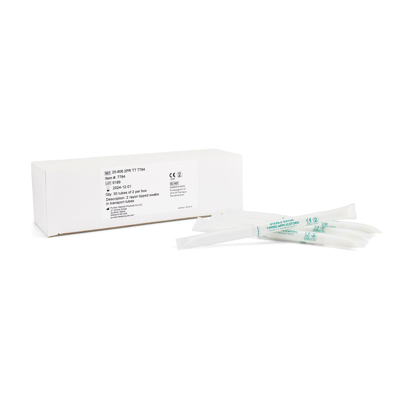 Dual Swabs: Rayon Swabs in each Plastic Transport Tube, 30 tube/bx
