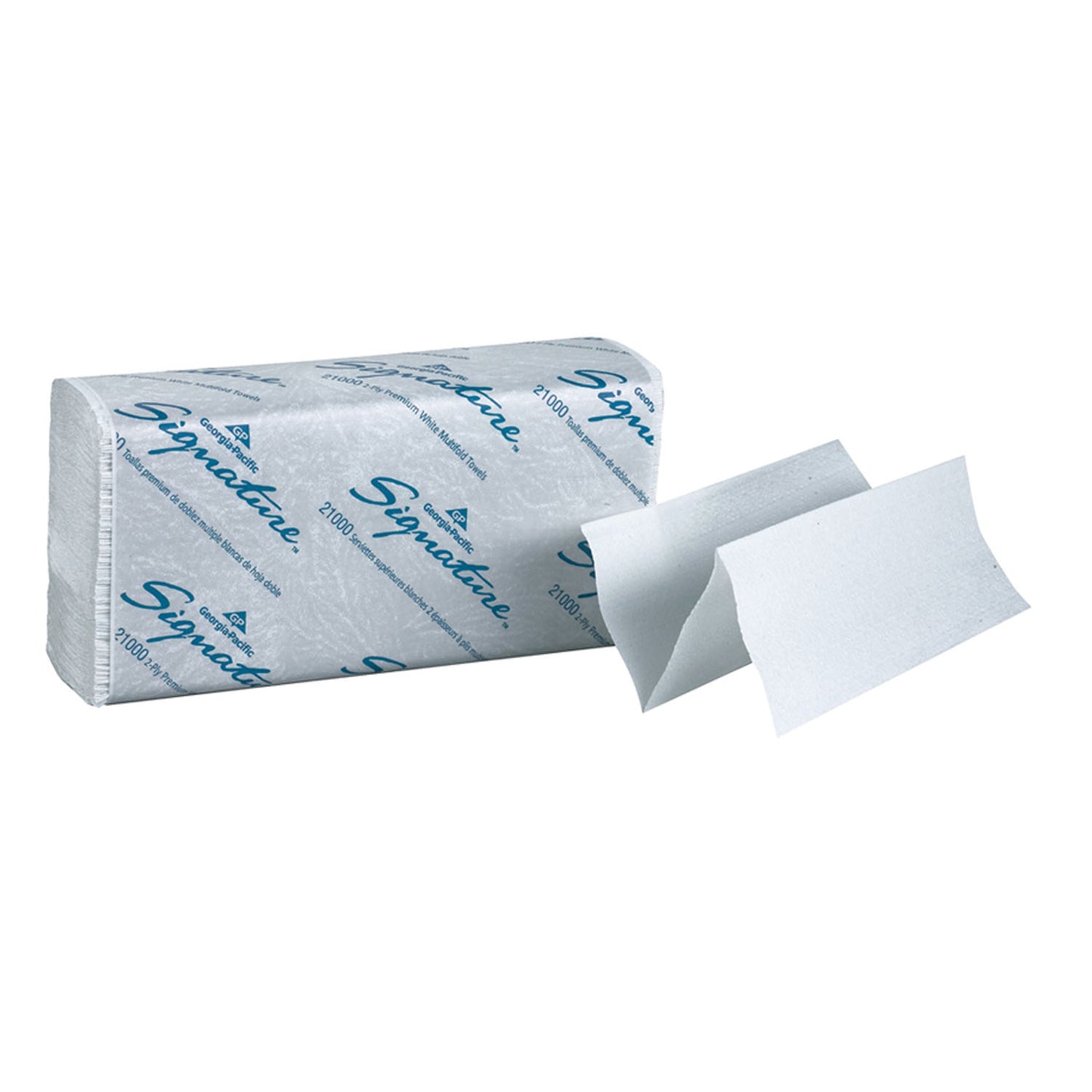 Premium Multifold Paper Towels, 2-Ply, Paper Band, White, 9_" x 9_" Sheets, 125 ct/pk, 16 pk/cs (63 cs/plt)