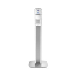 Purell Messenger ES8 Floor Stand, White with Silver Panel (Dispenser Included), 1/cs