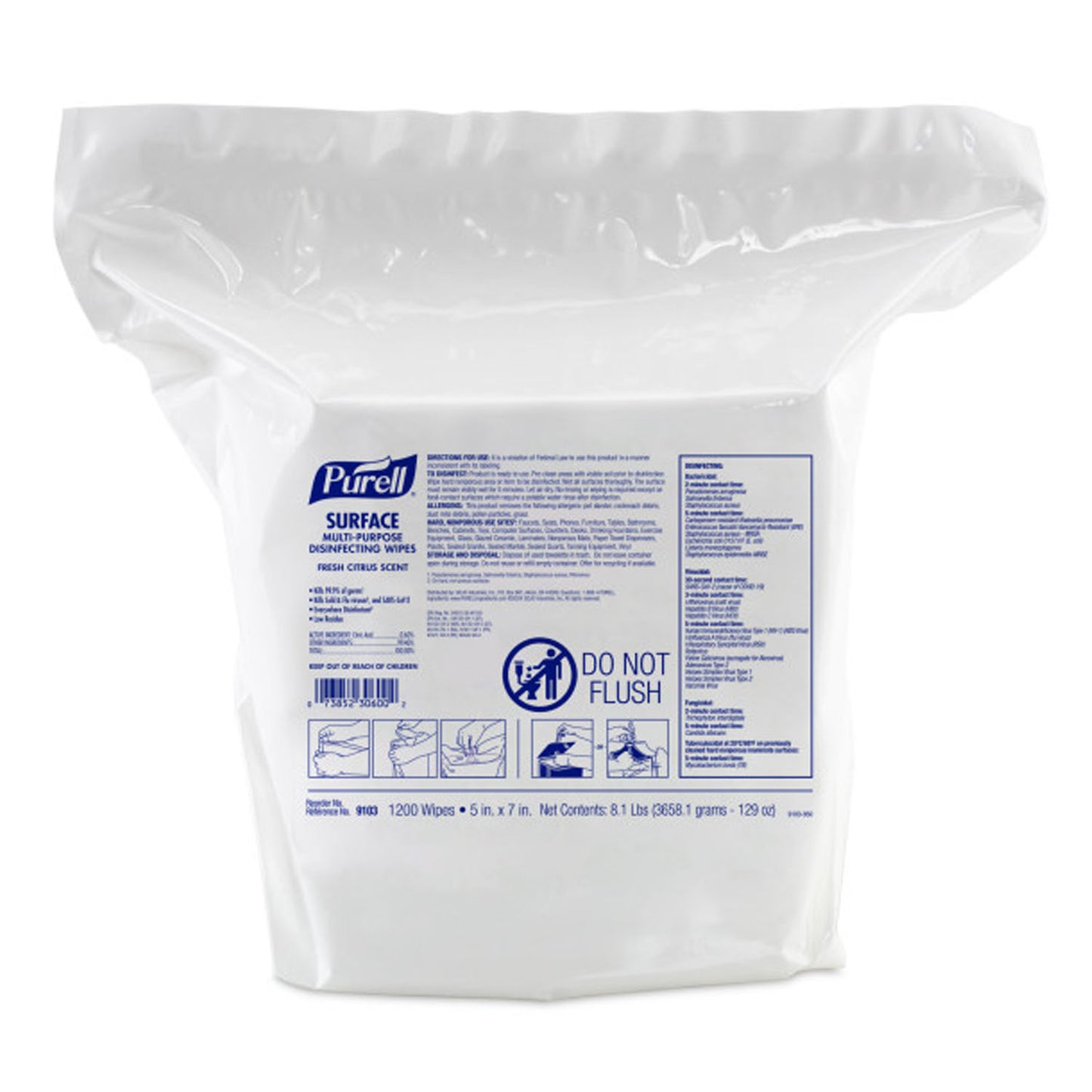 PURELL Surface Multi-Purpose Disinfecting Wipes, High-Capacity, 1200ct, 2pk/cs