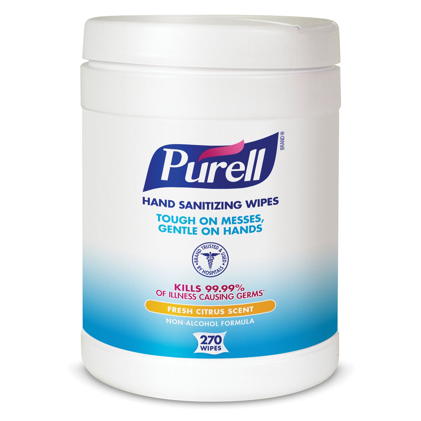 Durable Textured Wipes For Superior Cleaning, Non Linting, 270 ct Popup Canister, Wiper Size 6" x 6_", Tested & Approved For Hands, Not Approved For Use as a Surface Disinfectant, 6 can/cs (60 cs/plt) (Item is considered HAZMAT and cannot ship via Air to AK, GU, HI, MP, PR, VI)