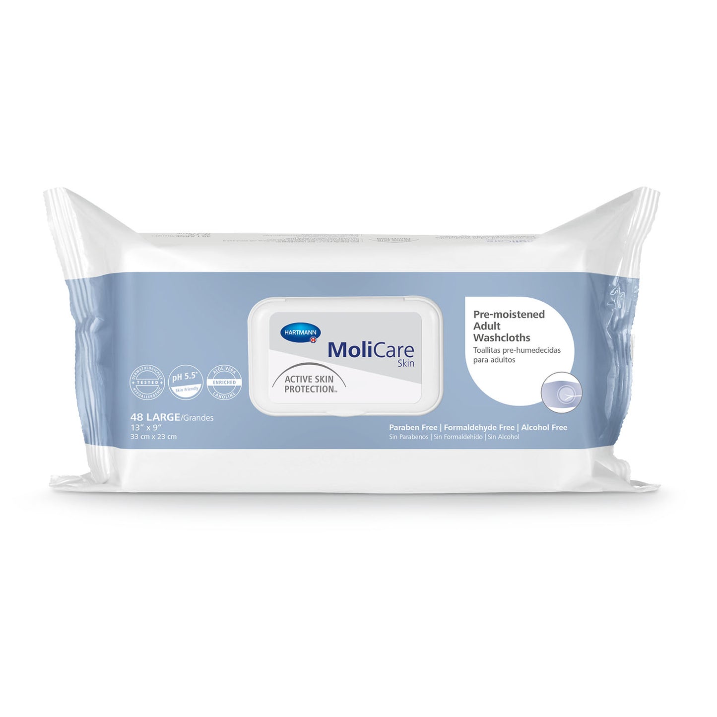 Pre-Moistened Cleaning Washcloths, 9" x 13", 48/pk, 12 pk/cs