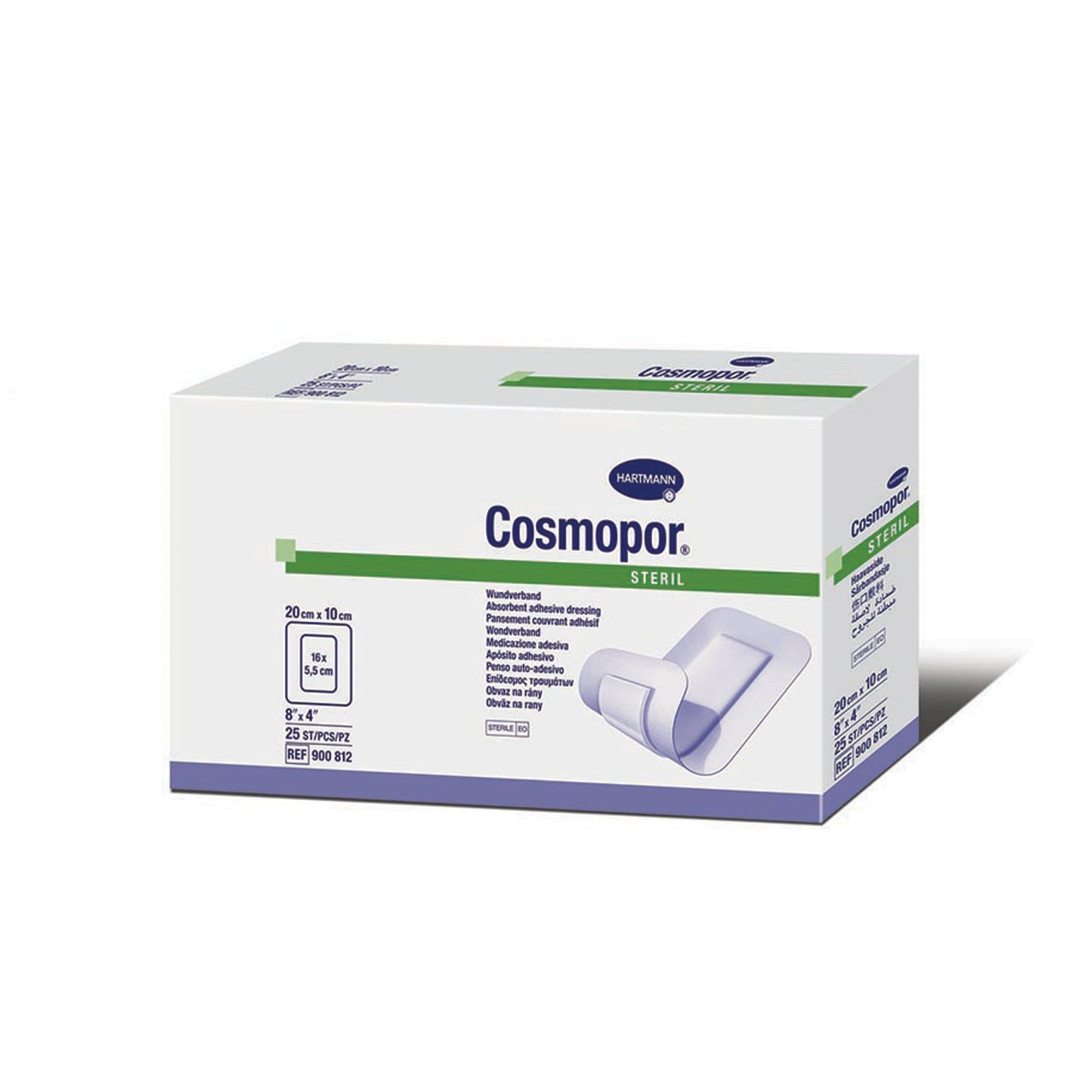 Wound Dressing, 8" x 4", Sterile, 25/bx