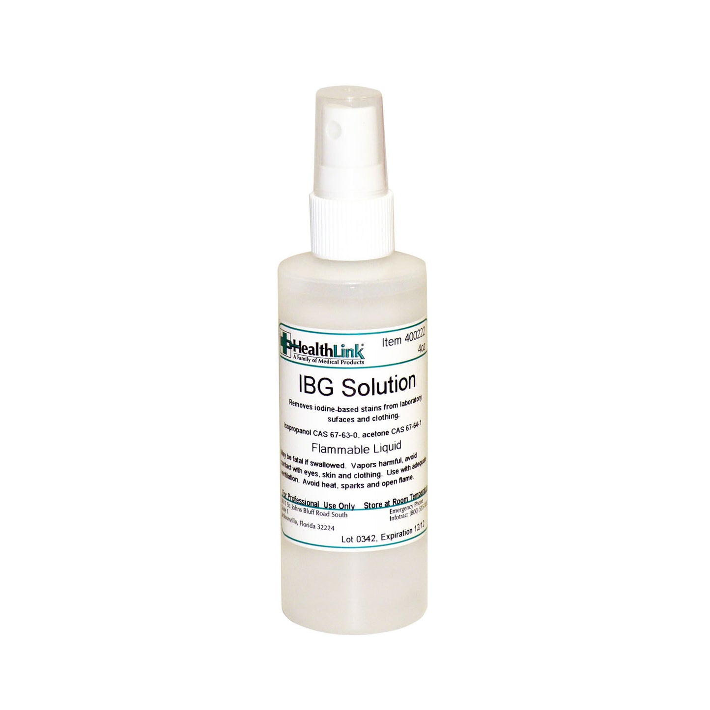 Iodine Be Gone (IBG), 4 oz with Pump (Item is Non-Returnable) (US Only) (Item is considered HAZMAT and cannot ship via Air or to AK, GU, HI, MP, PR, VI)