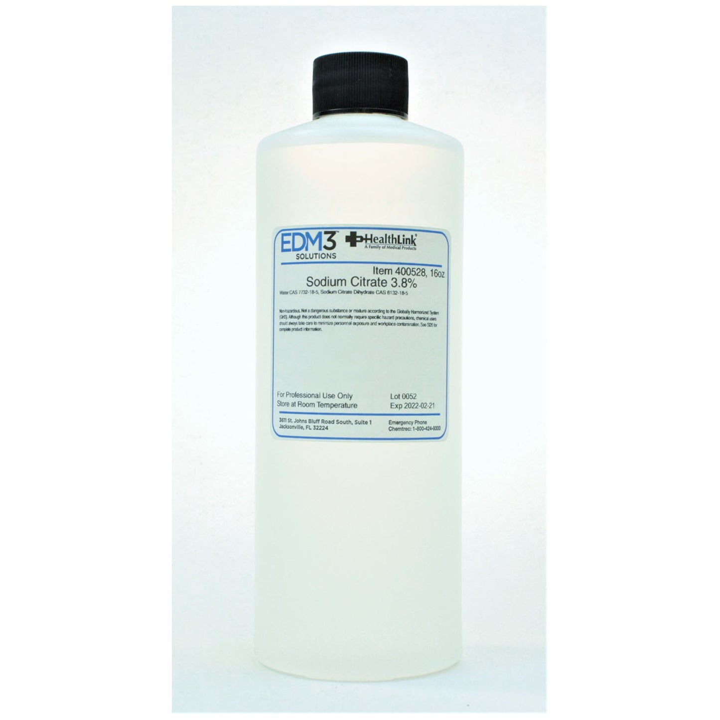 Sodium Citrate, 3.8%, 16oz, Non-Regulatory (Item is Non-Returnable) (US Only)