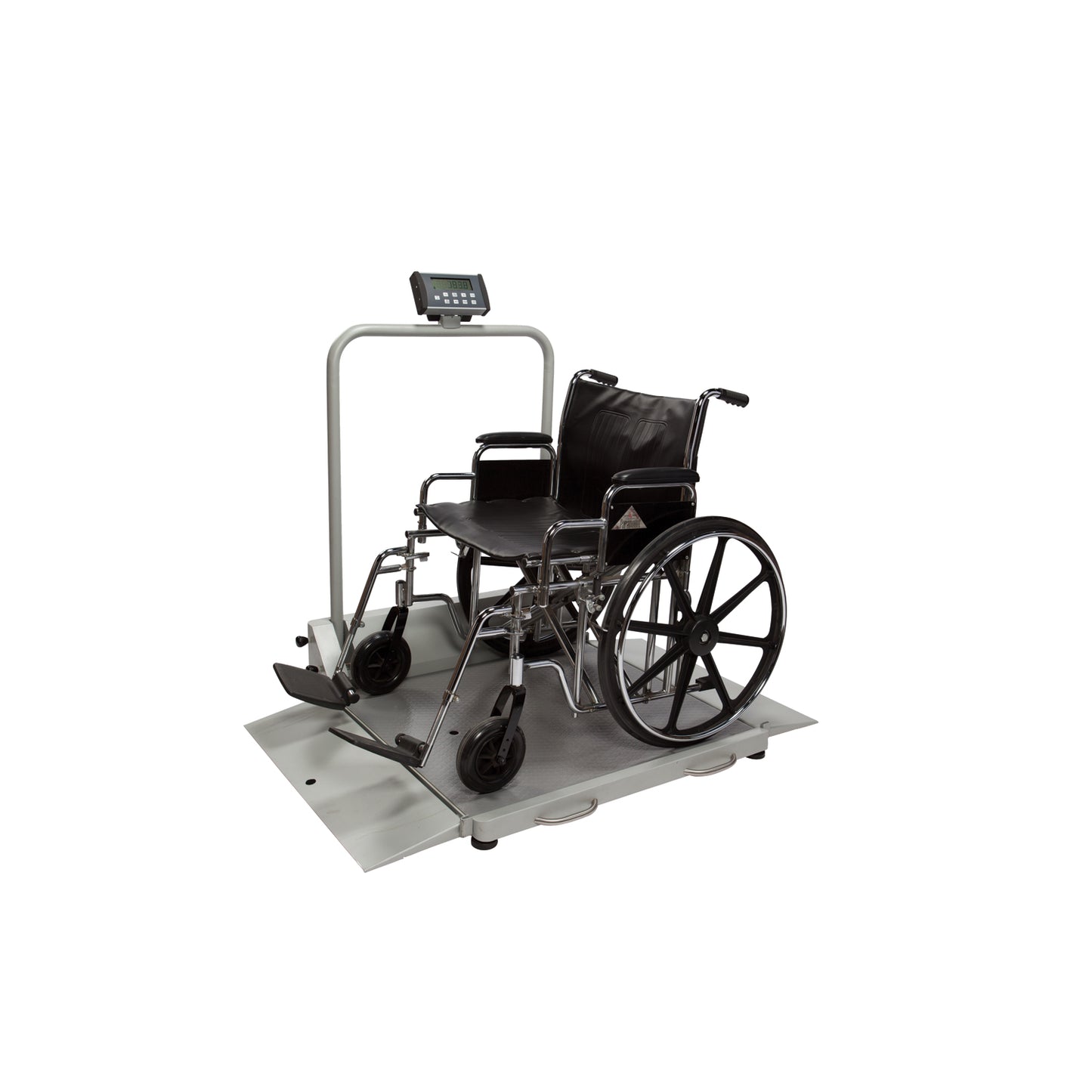 Digital Wheelchair Dual Ramp Scale with Folding Ramps, Capacity: 1000 lbs/454 kg, Resolution: 0.2 lb/0.1kg, Platform Dimension: 32_"W x 36"D, Ramp Size: 32_"W x 9 7/8"D, (4) Wheels, 120V Adapter (included) or (6) AA Batteries (not included), 180 Swivel Display Head (DROP SHIP ONLY)