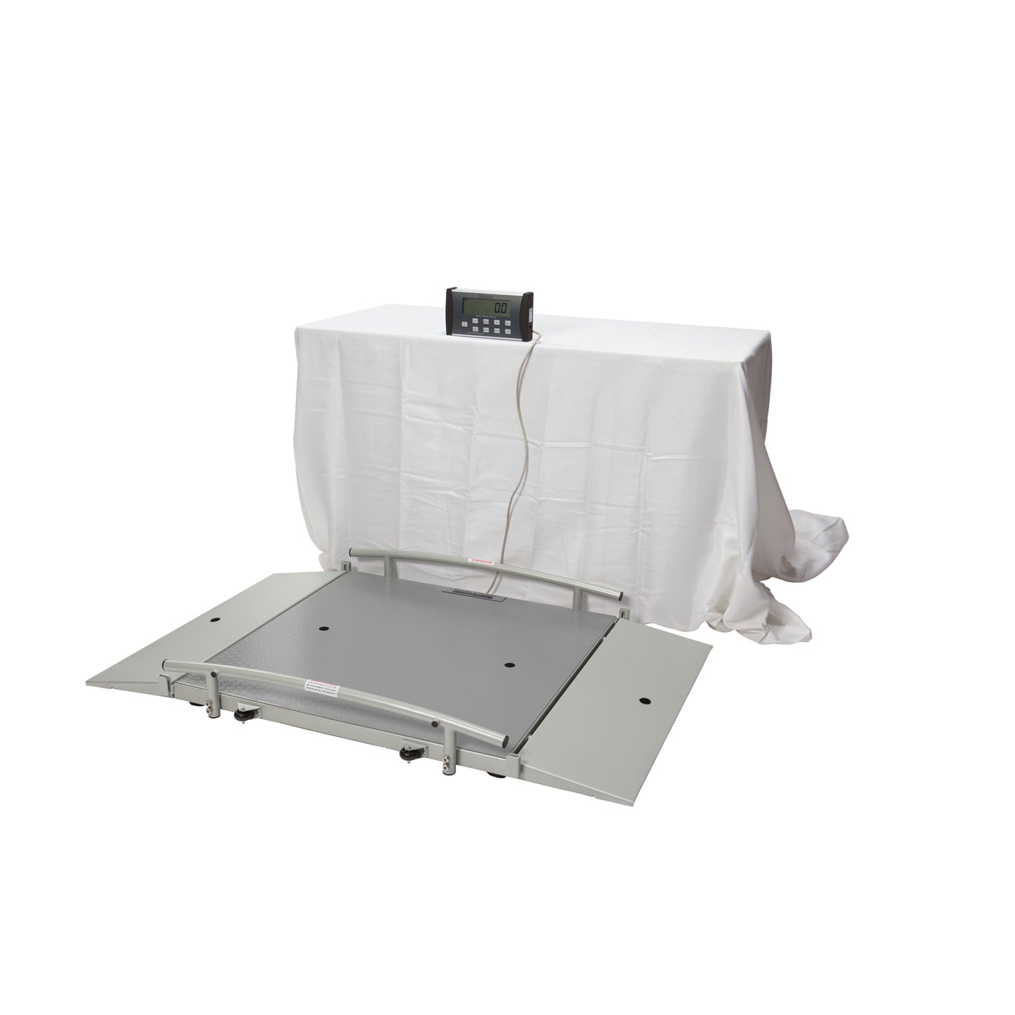 Digital Wheelchair Dual Ramp Scale, X-Large Platform, Capacity: 1000 lb/454 kg, Platform Dimension: 43"W x 42"D x 2_"H , Ramp Size: 12_"W x 42"D, EMR Connectivity Via USB, (2) Wheels, 120V Adapter (included) or (6) AA Batteries (not included), _" LCD Remote Display (DROP SHIP ONLY)