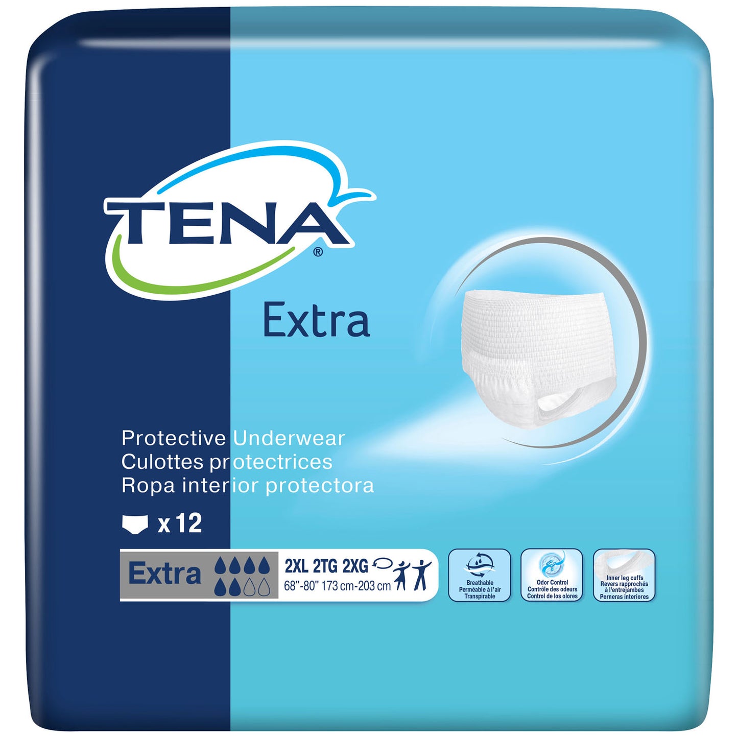 Protective Underwear, Unisex, 2X-Large, 68" - 80" Hip Size, White, 12/pk, 4 pk/cs (Continental US Only)