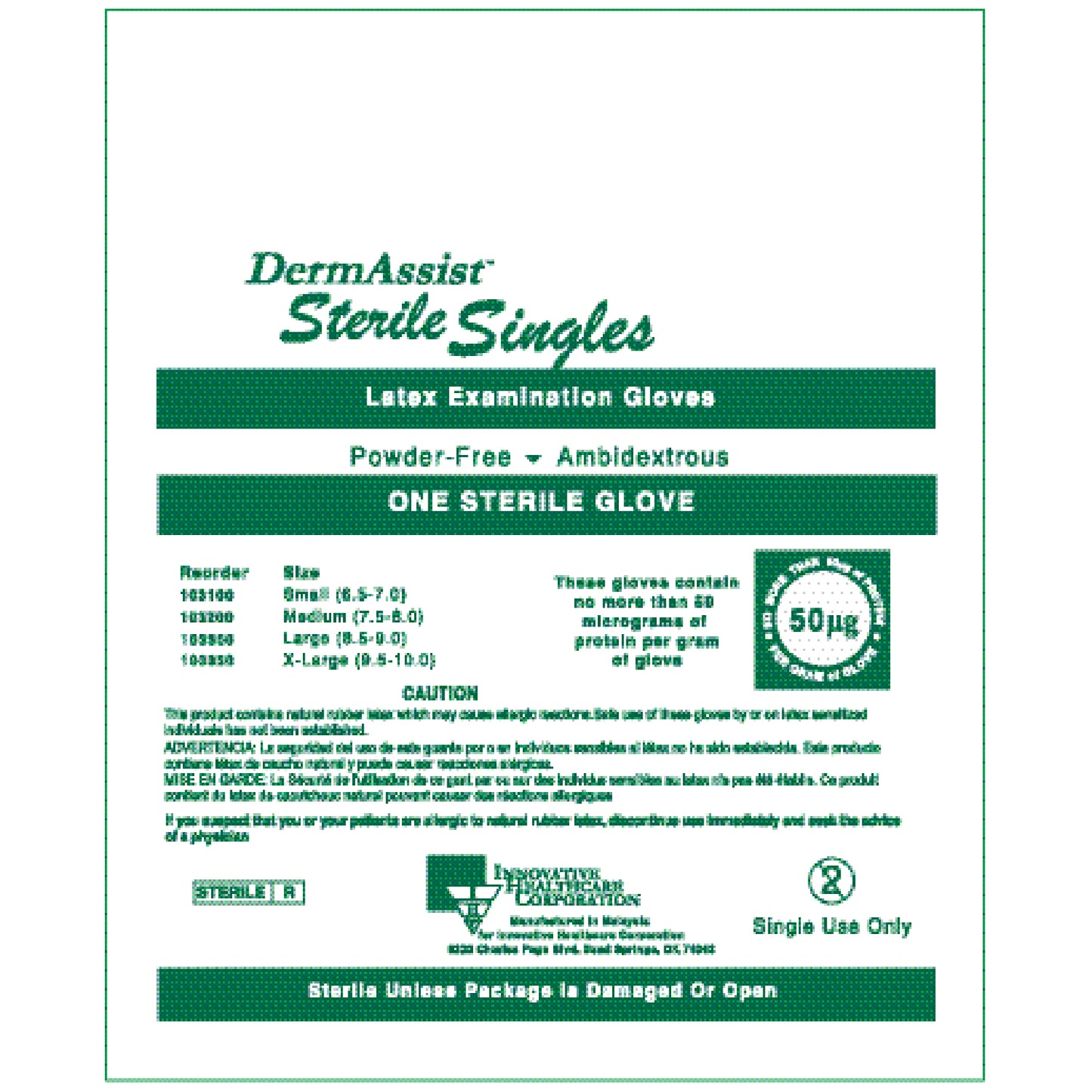 Gloves, Exam, Medium (7_ - 8), Latex, Sterile, Powder-Free (PF), Singles, 100/bx, 4 bx/cs