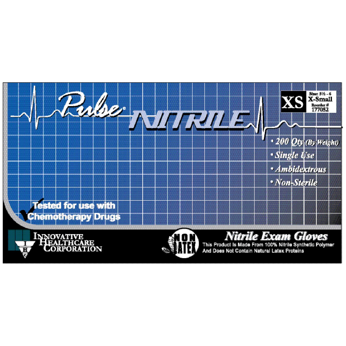 Gloves, Exam, Large, Nitrile, Chemo, Non-Sterile, PF, Textured, ThinFilm, Dark Lavender Blue, 200/bx, 10 bx/cs (50 cs/plt)