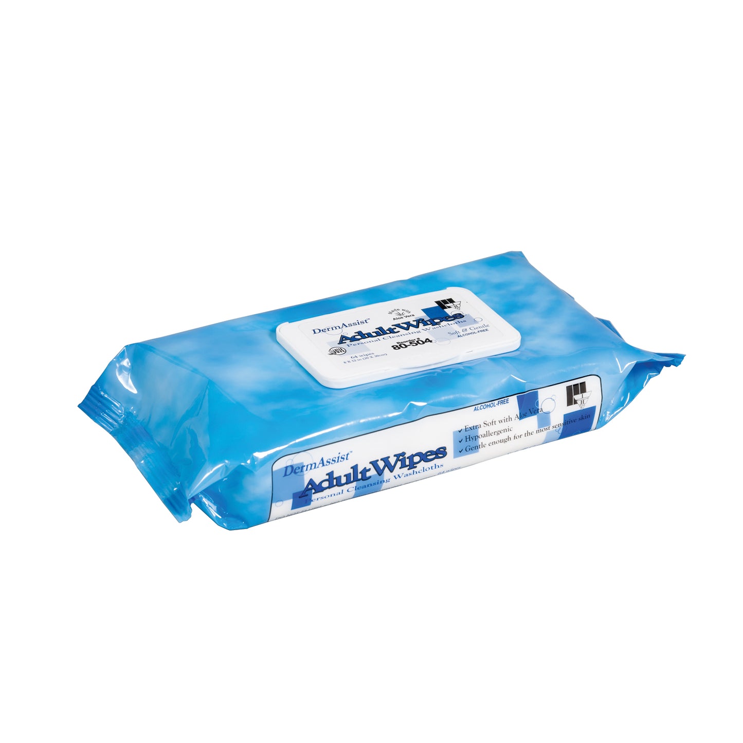 Wipes, Incontinence, Adult, Spunlace, Low Profile Tub, 8" x 12", 64 wipes/pk, 12 pk/cs (84 cs/plt)