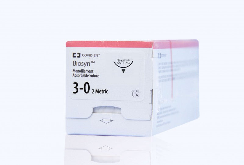 Suture, Premium Reverse Cutting, Size 3-0, Undyed, 30", Needle P-14, 3/8 Circle, 1 dz/bx (Continental US Only)