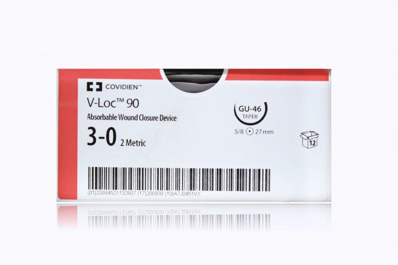 V-Loc 90 Suture, Taper Point, Size 3-0, 9", Violet, Needle GU-46, 1 dz/bx (Continental US Only)