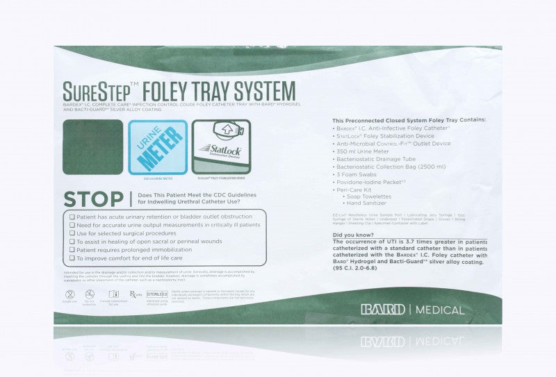 Surestep Tray, Bardex I.C., Complete Care, Urine Meter, StatLock Stabilization Device, 18FR, 10/cs (US Only)