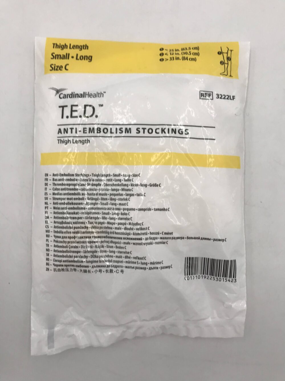 Thigh Length Anti-Embolism Stocking, Small, Long Length, Yellow, Latex Free (LF), 6 pr/ctn (Continental US Only)