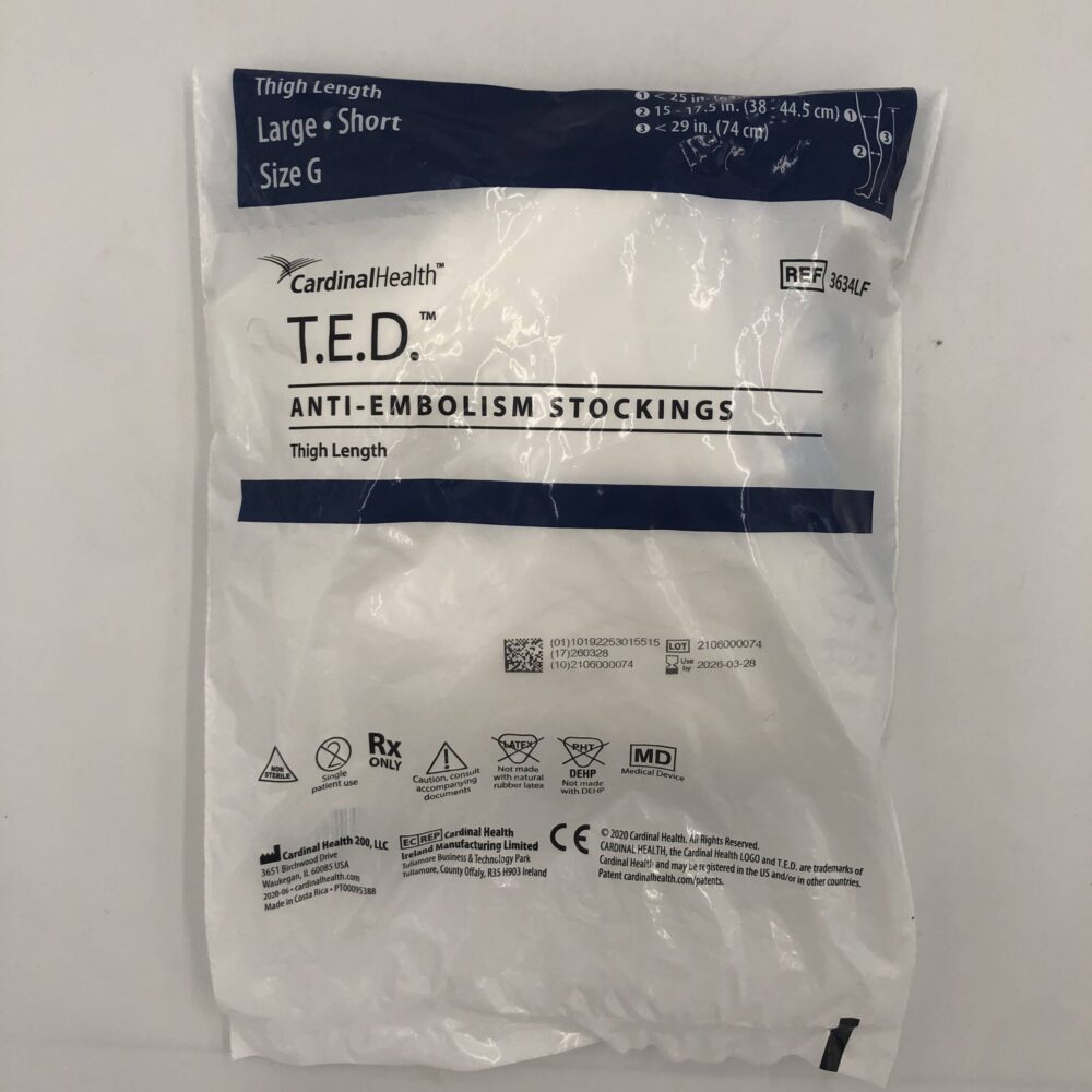 Thigh Length Anti-Embolism Stocking, Large, Short Length, Blue, Latex Free (LF), 6 pr/ctn (Continental US Only)
