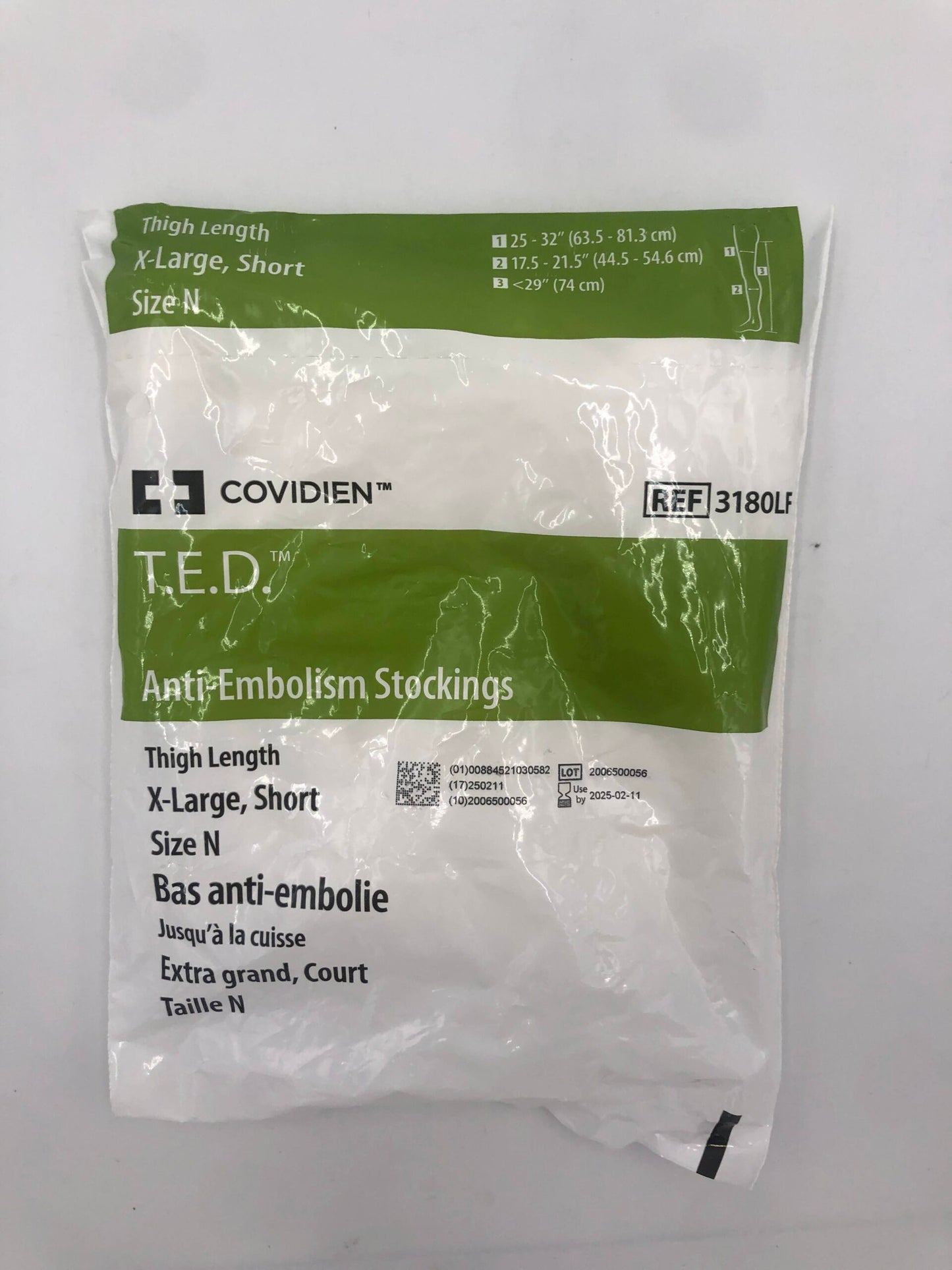 Thigh Length Anti-Embolism Stocking, X-Large, Short Length, Latex Free (LF), 6 pr/ctn (Continental US Only)
