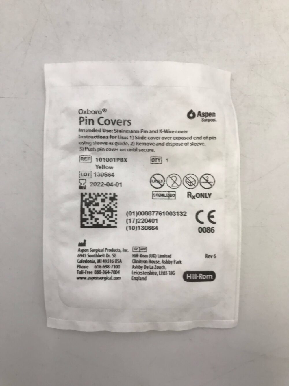 Pin Cover, Yellow, Fits Sizes .028" - 0.62, Sterile, 1/pouch, 60 pouch/bx (US Only) (Not Available For Sale into Canada)