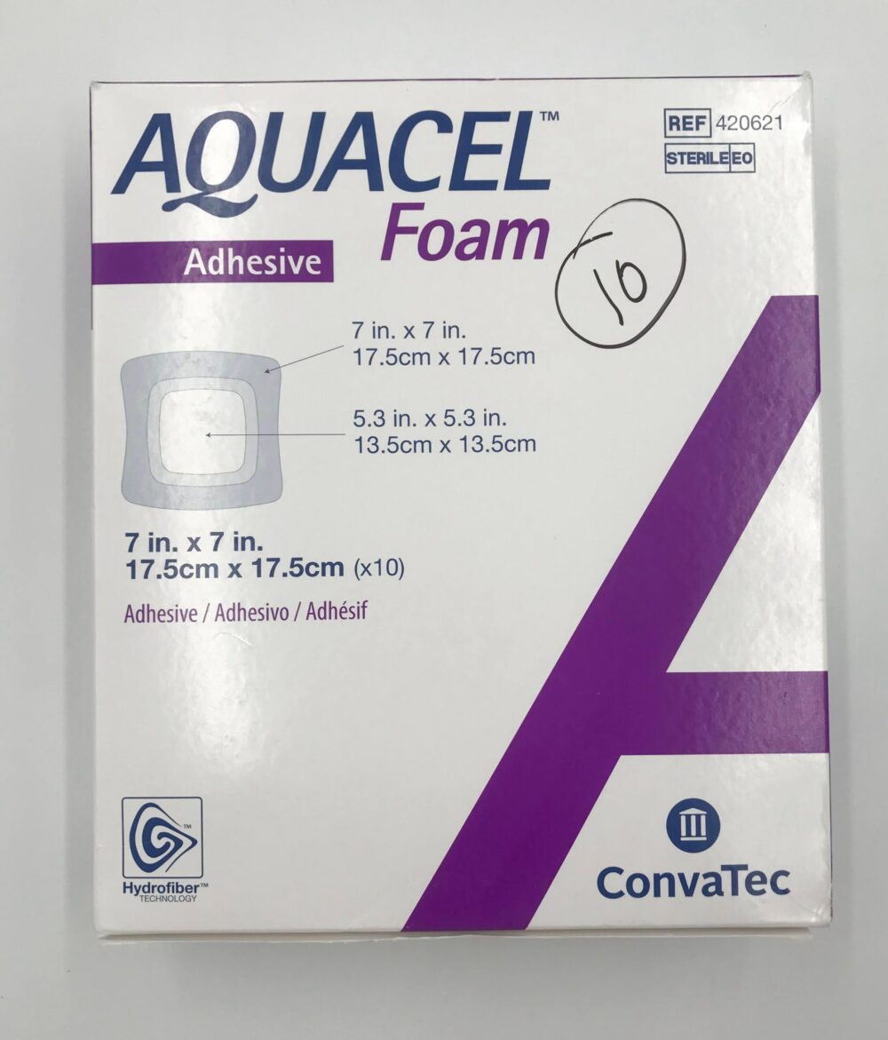 Foam Dressing, Adhesive, Square, 7" x 7", 10/bx (Continental US Only)