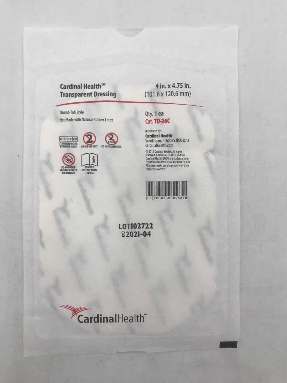 Cardinal Health Standard Frame Style Window Out Transparent Dressing, 4" x 4.75", Sterile, 50/bx, 4 bx/cs (Continental US Only)