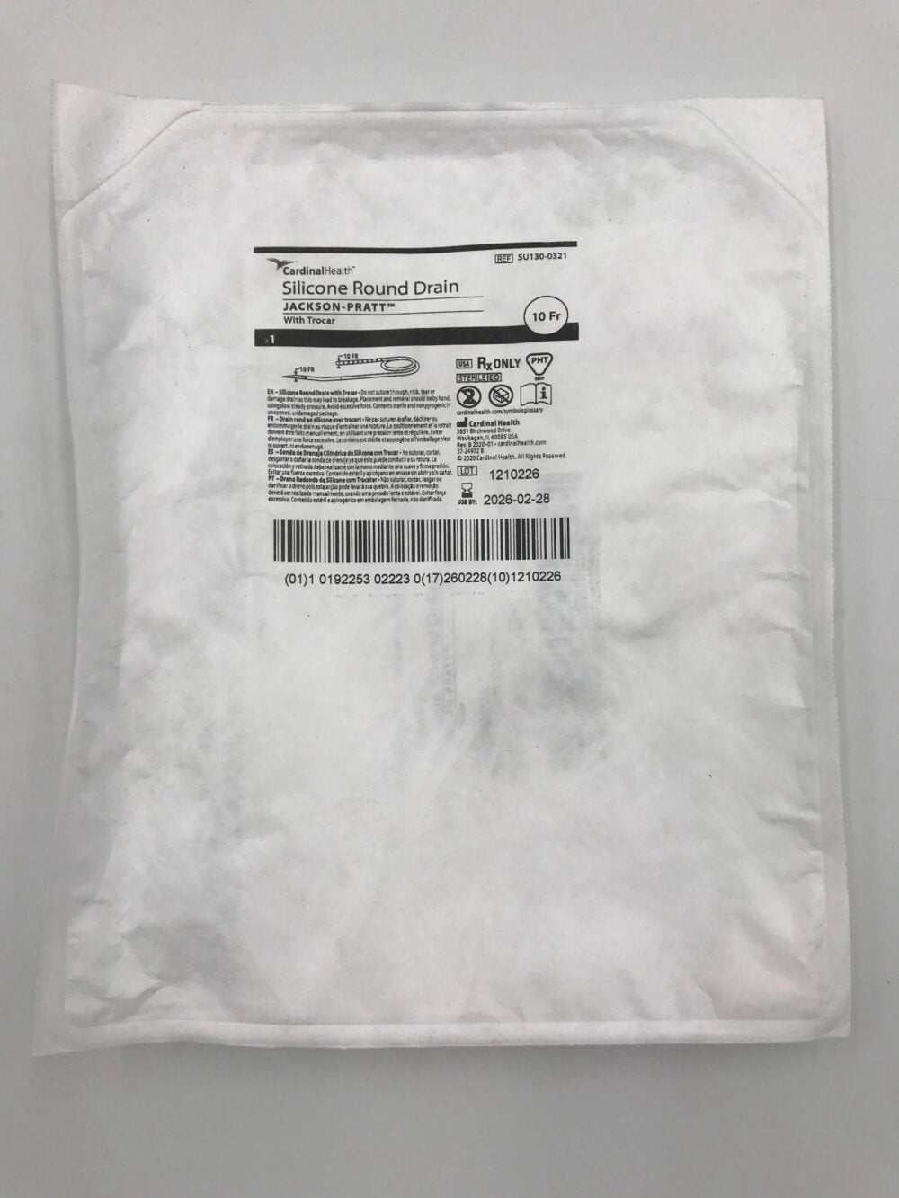 T-Tube Silicone Drain, 19FR, 1/4, 10/bx, 8 bx/cs (Continental US Only)