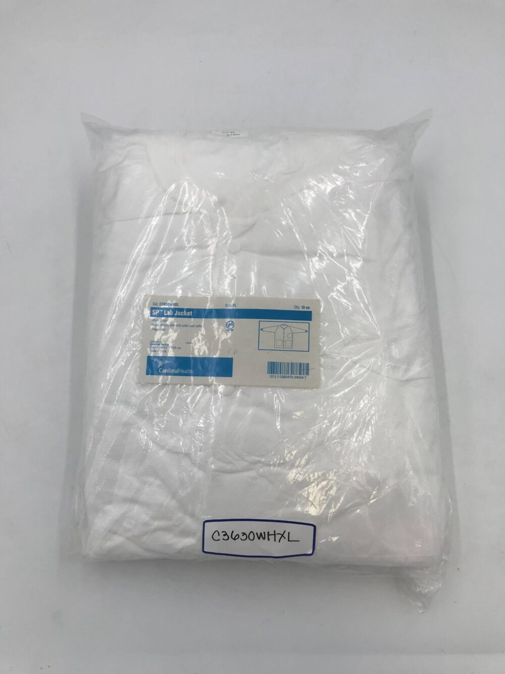 Lab Jacket, SMS, Disposable, Knit Collar, Snap Front, Pockets, X-Large, White, 10/pk, 10 pk/cs (Continental US Only)
