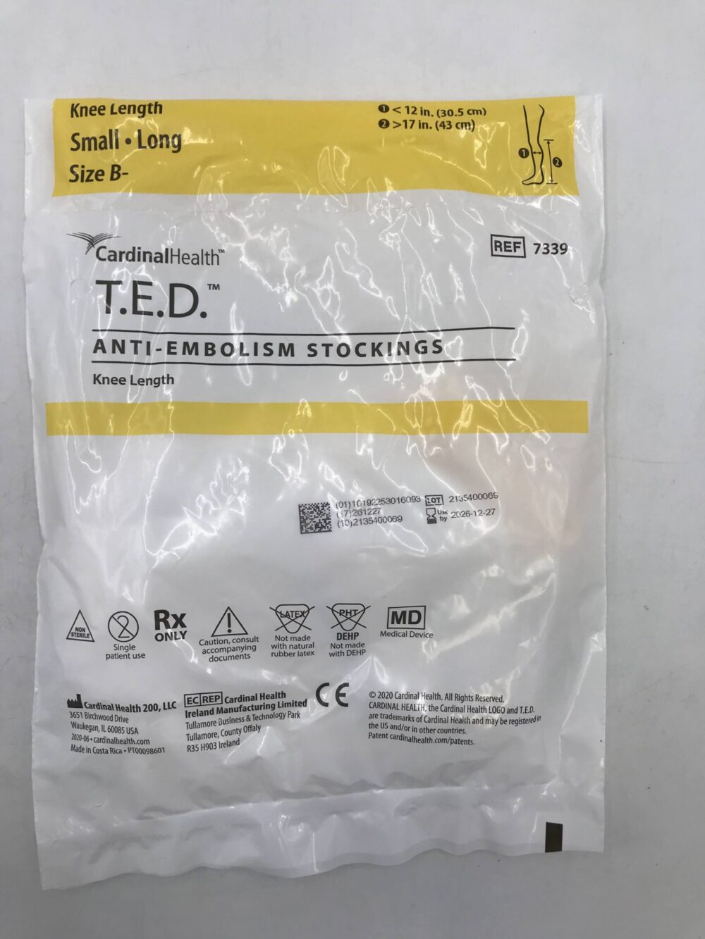 Knee-Length Anti-Embolism Stocking, Small, Long Length, Yellow, 12 pr/ctn (Continental US Only)