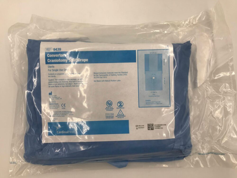 Craniotomy Surgical Split Drape, 80" x 167", Sterile, 8/cs (Continental US Only)