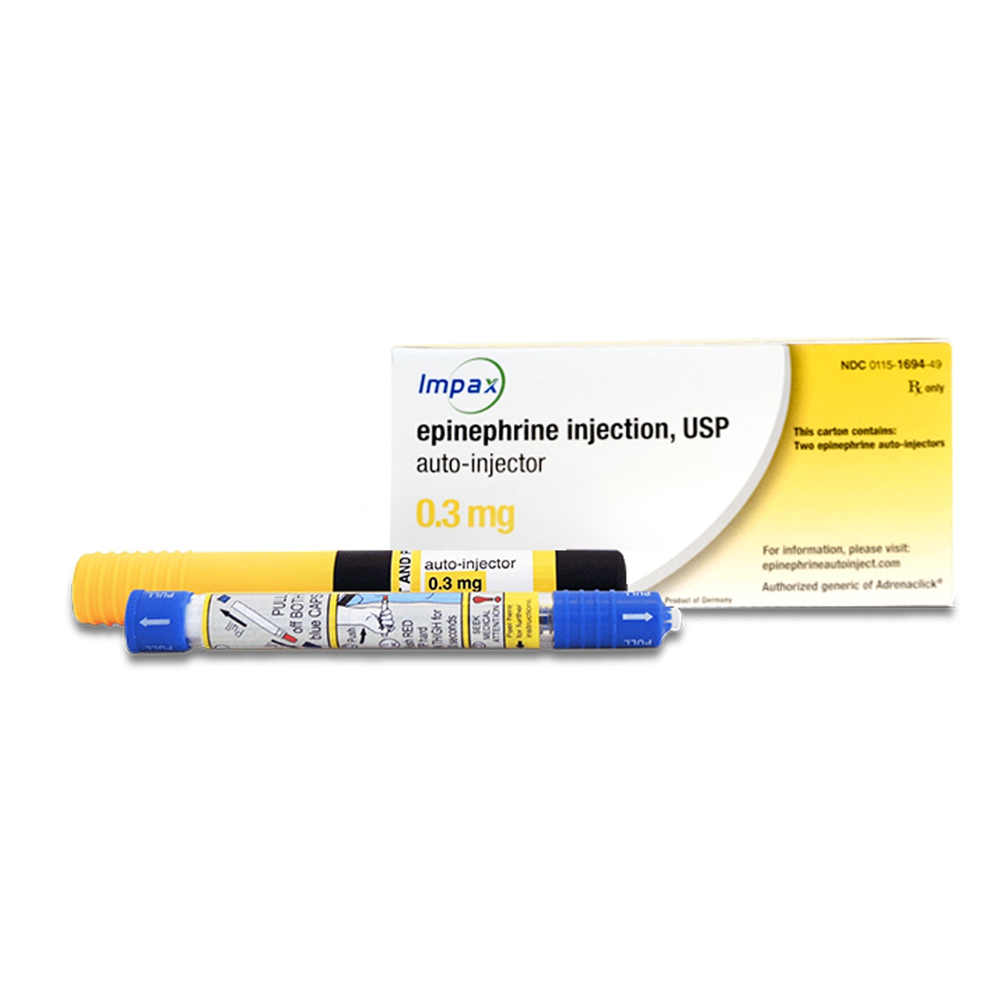Epinephrine Auto-Injector, 0.3mg, 2/pk (Rx) (US Only, Excluding IN and ND) (Product is Non-Returnable)