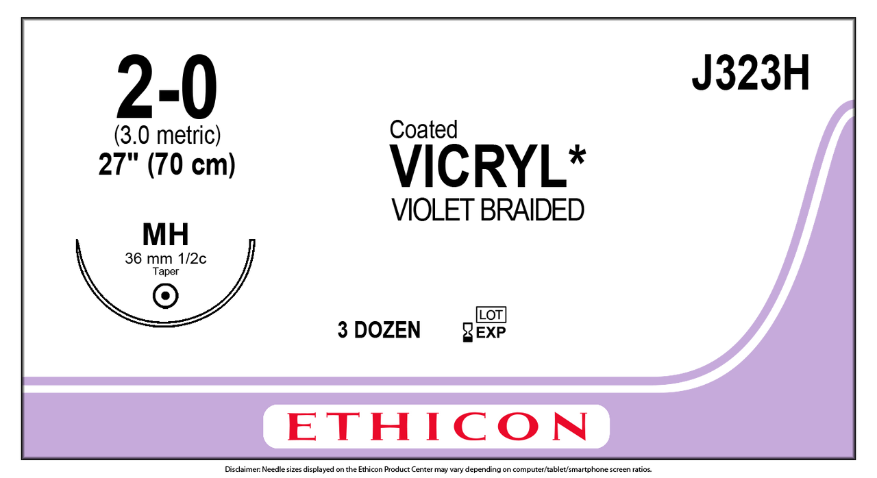 Suture, Taper Point, Size 2-0, 27", Violet Braided, Needle MH, _ Circle, 3 dz/bx (Continental US Only)
