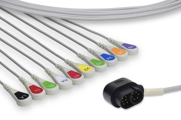 EKG Patient Cable, Direct Connect, 10 Leads Snap, 10.8ft, Compatible w/ OEM: Zoll Propaq MD X Series 8000-000896-01 (DROP SHIP ONLY) (Freight Terms are Prepaid & Added to Invoice - Contact Vendor for Specifics)