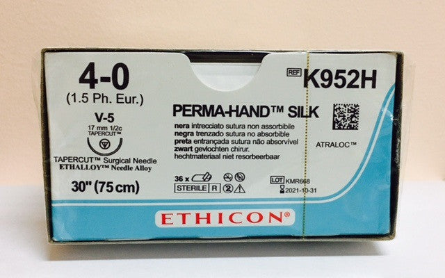 Suture, Tapercut, Size 4-0, 30", Black Braided, Needle V-5, _ Circle, 3 dz/bx (Continental US Only)