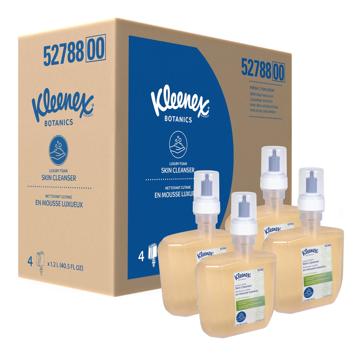 Kleenex Botanics Luxury Foam Skin Cleanser, Clear, Fresh Scent, 1.2 L Bottle, 4/cs (Products cannot be sold on Amazon.com or any other 3rd party site) (US Only)